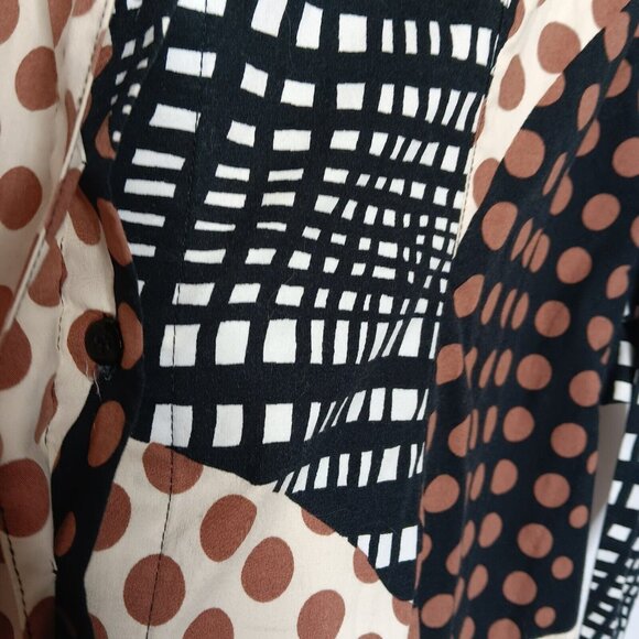 Becky & Max Size 6 Shirt Dress Knee Length Short Slv Polka Dot Abstract Stretch - Picture 7 of 9